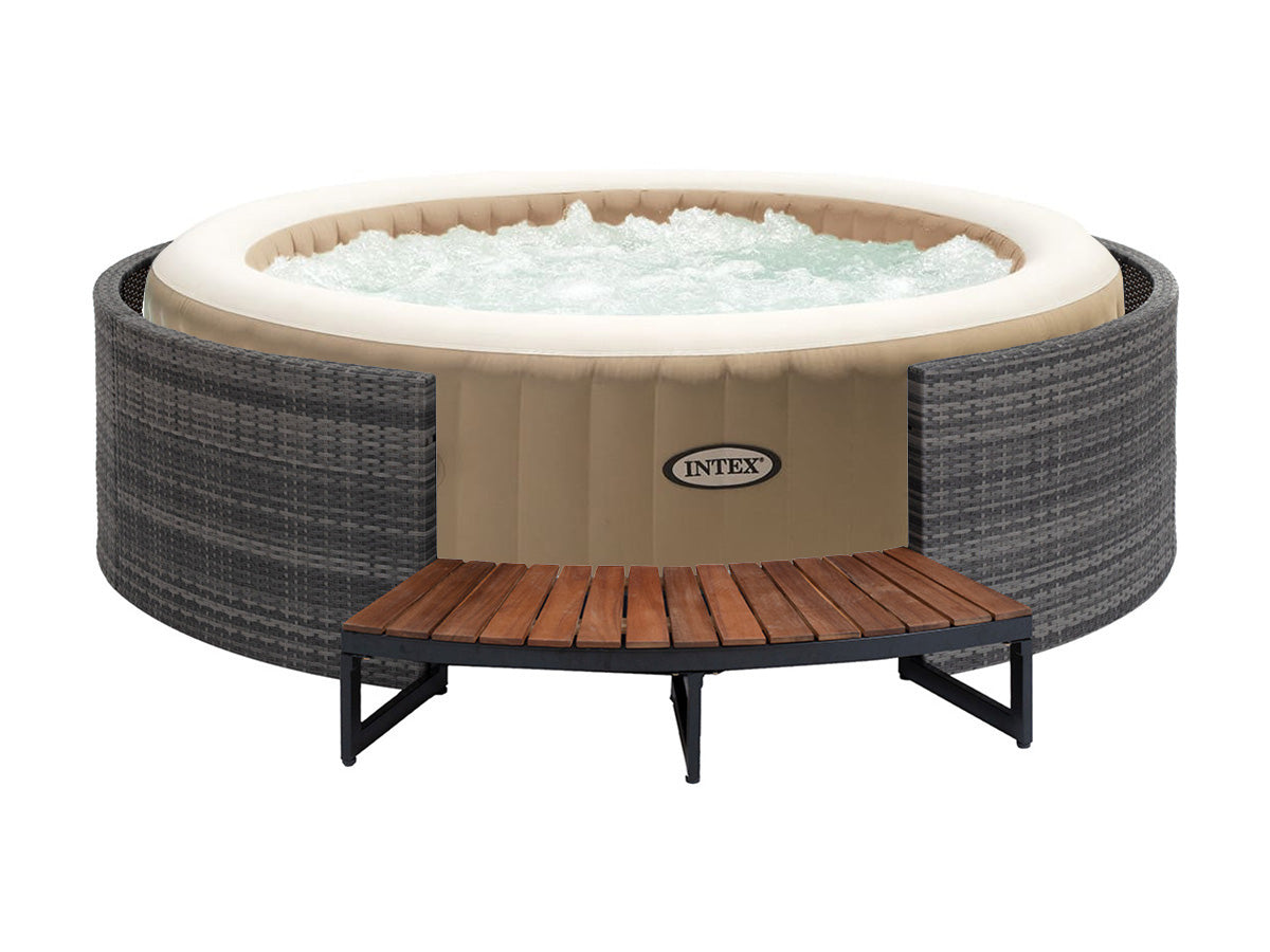 Pack spa gonflable Intex PureSpa Sahara rond Bulles 4 places + Ensemble mobilier Neka
