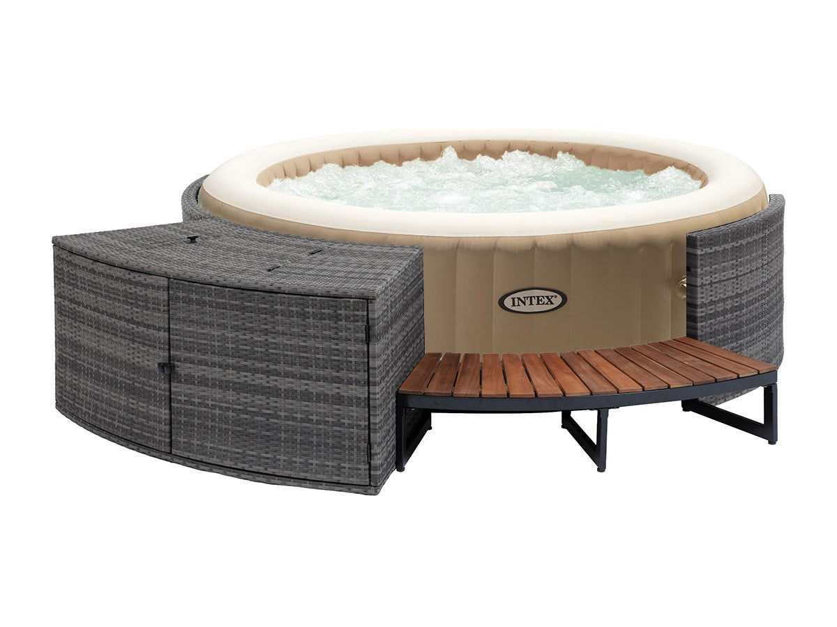 Pack spa gonflable Intex PureSpa Sahara rond Bulles 4 places + Ensemble mobilier Neka