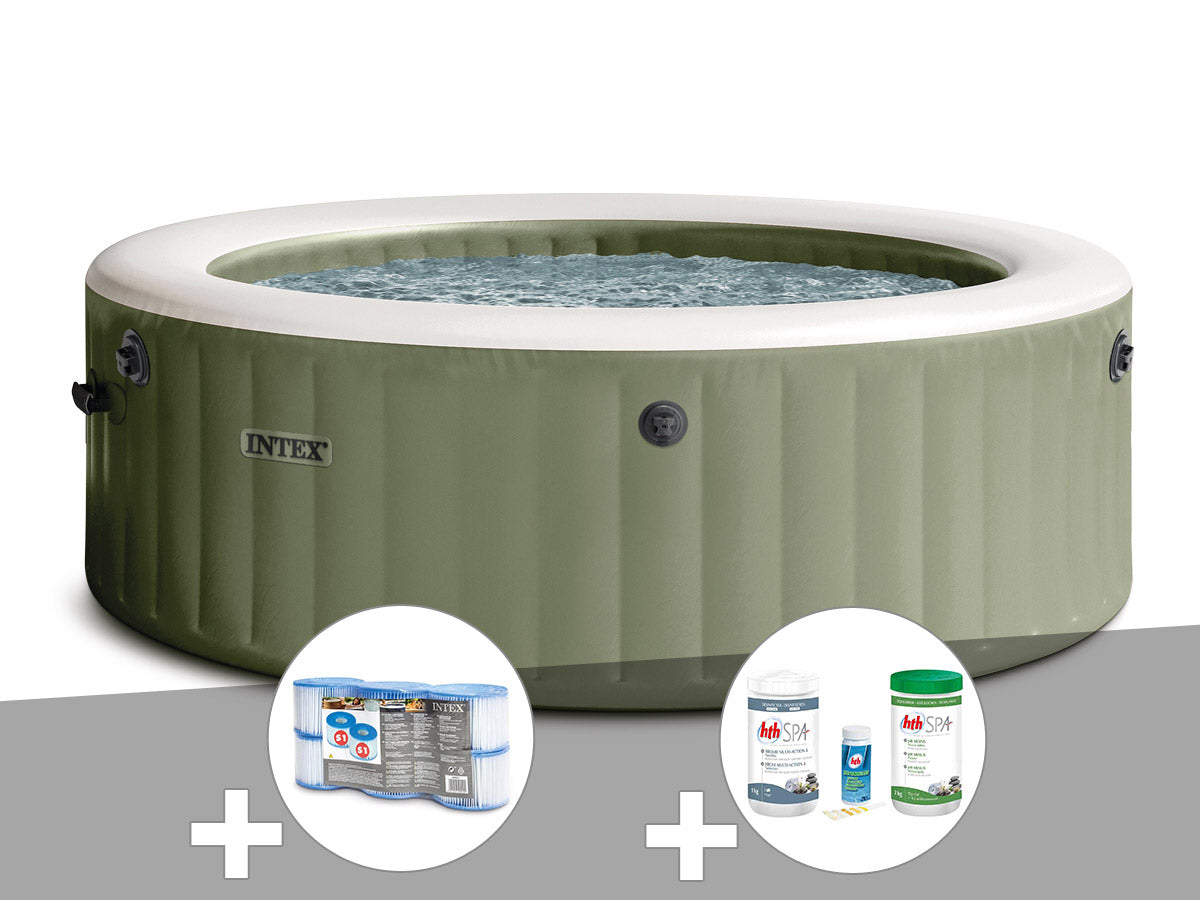 Spa gonflable PureSpa Olive rond Bulles 4 places - Intex