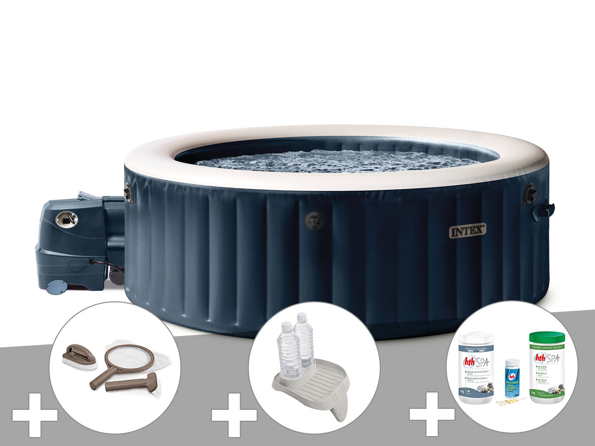Spa gonflable PureSpa Blue Navy rond Bulles 4 places - Intex