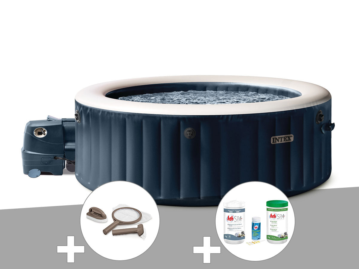 Spa gonflable PureSpa Blue Navy rond Bulles 4 places - Intex