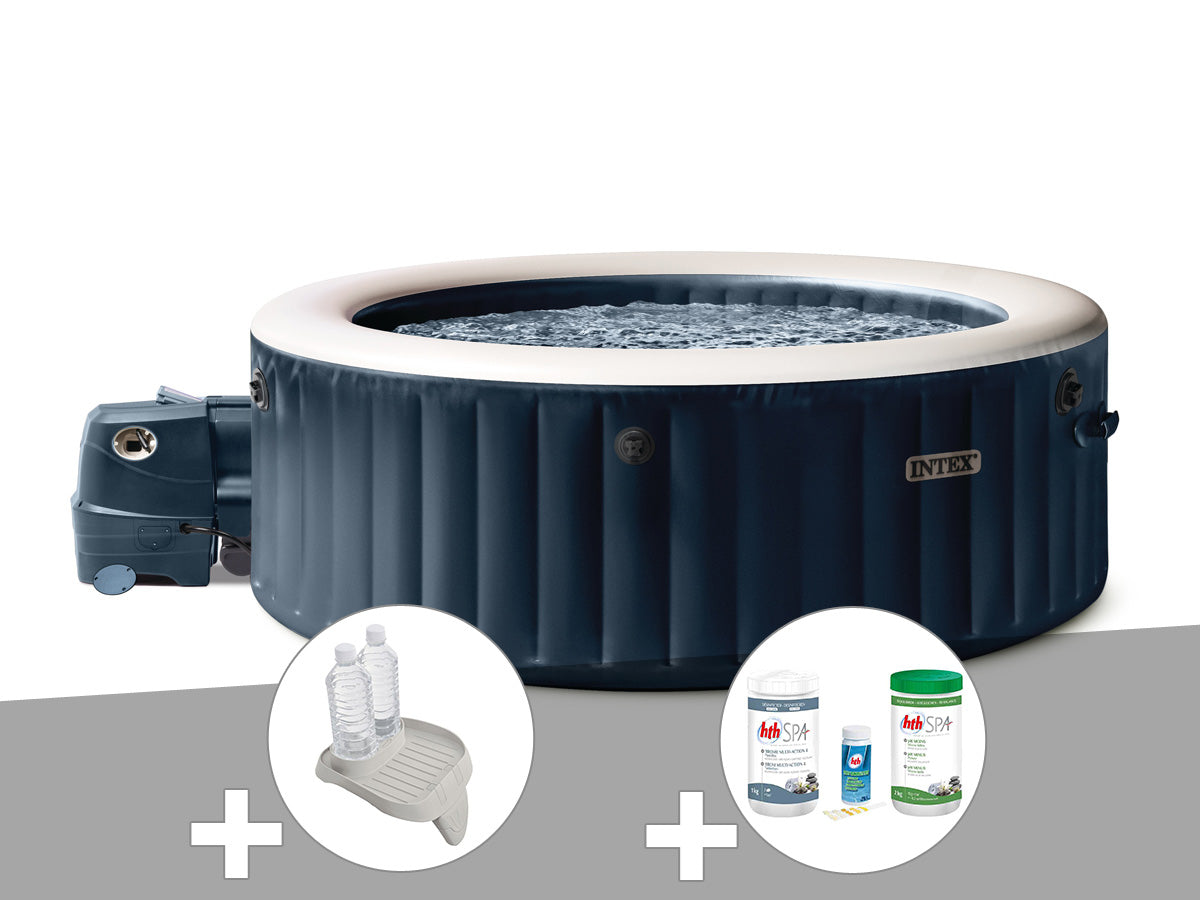 Spa gonflable PureSpa Blue Navy rond Bulles 4 places - Intex
