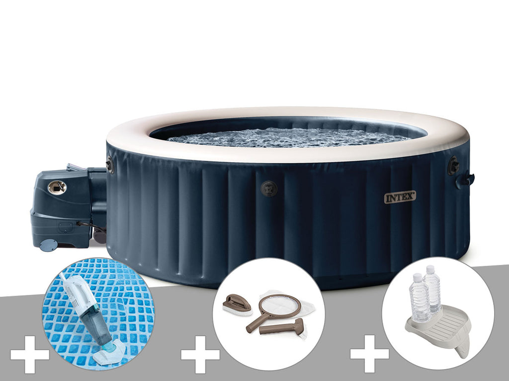 Spa gonflable PureSpa Blue Navy rond Bulles 4 places - Intex