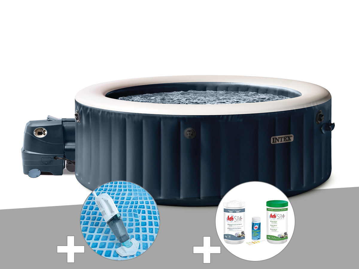 Spa gonflable PureSpa Blue Navy rond Bulles 4 places - Intex