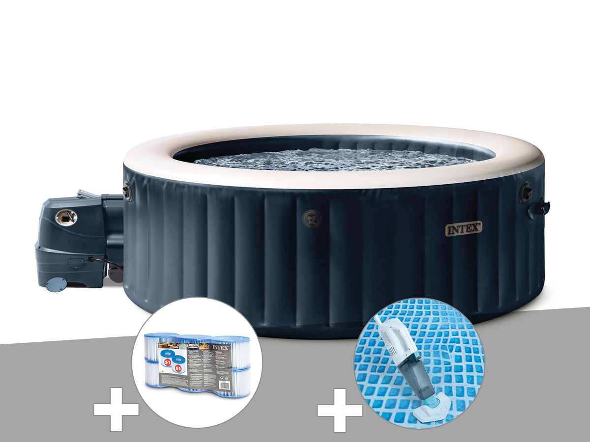 Spa gonflable PureSpa Blue Navy rond Bulles 4 places - Intex