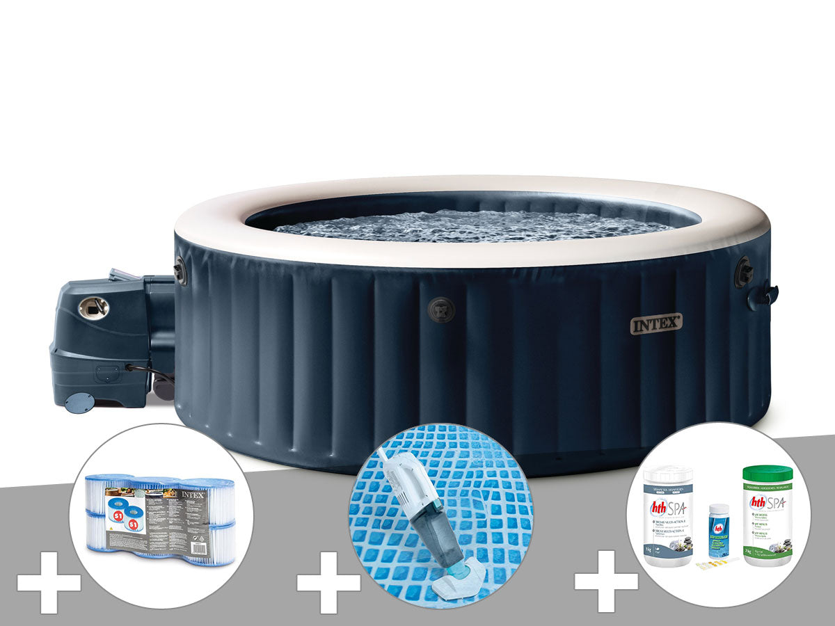 Spa gonflable PureSpa Blue Navy rond Bulles 6 places - Intex