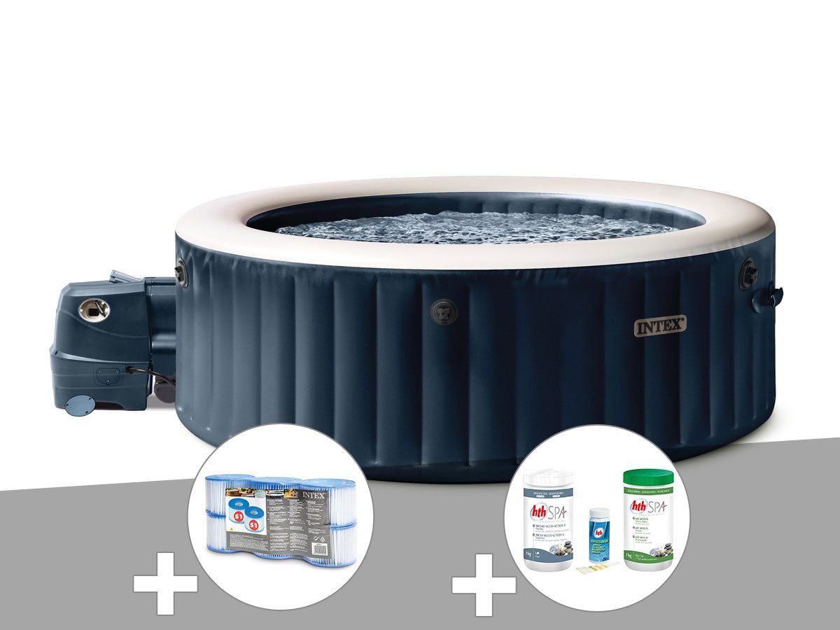Spa gonflable PureSpa Blue Navy rond Bulles 6 places - Intex
