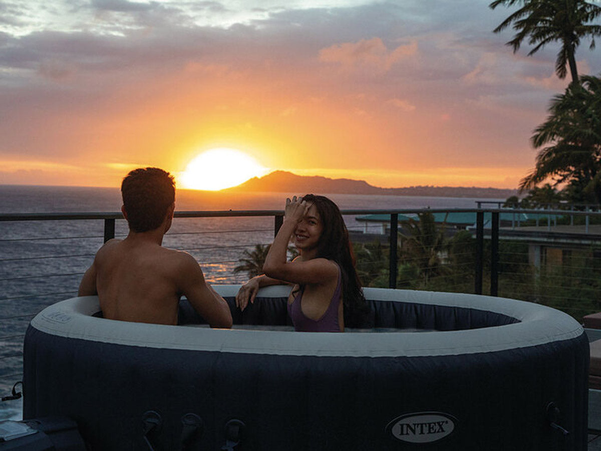 Spa gonflable PureSpa Blue Navy rond Bulles 4 places - Intex