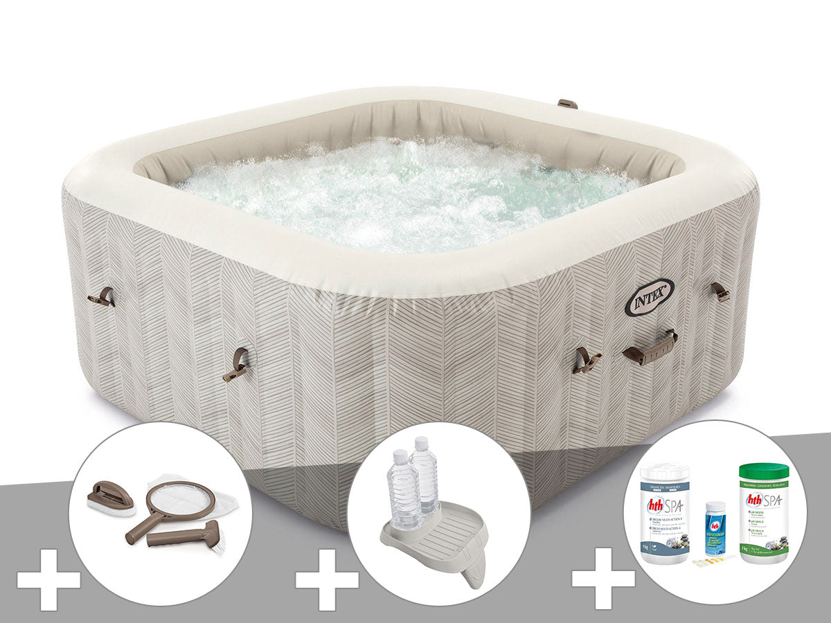 Spa gonflable PureSpa Chevron carré Bulles 4 places - Intex