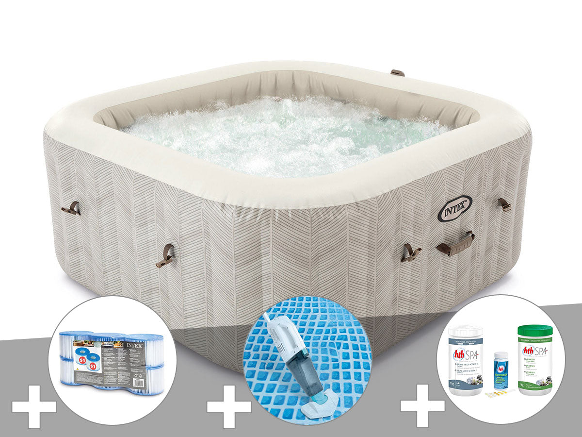 Spa gonflable PureSpa Chevron carré Bulles 4 places - Intex