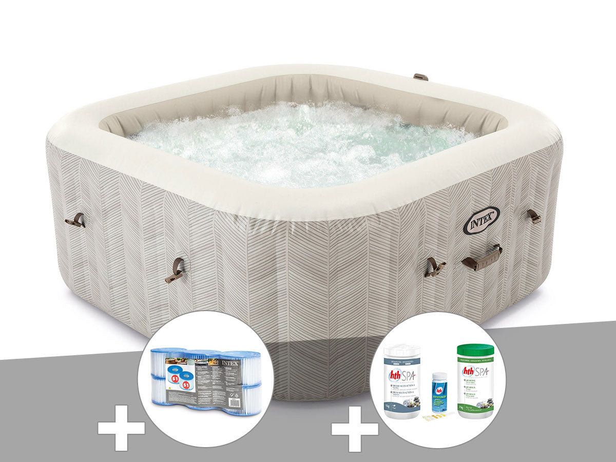 Spa gonflable PureSpa Chevron carré Bulles 4 places - Intex