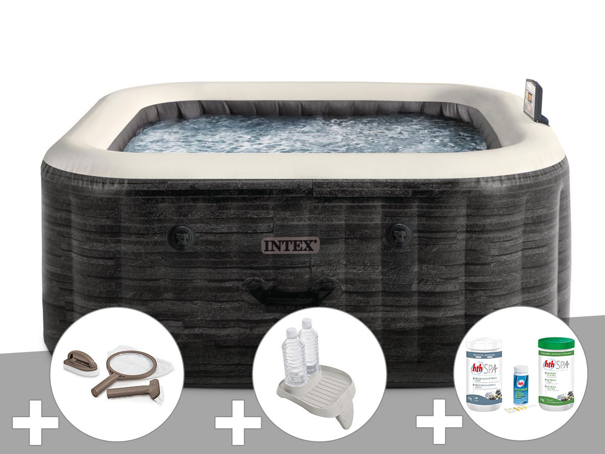 Spa gonflable PureSpa Ardoise carré Bulles 4 places - Intex