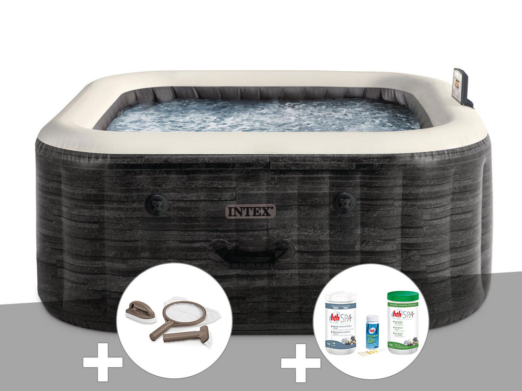 Spa gonflable PureSpa Ardoise carré Bulles 4 places - Intex