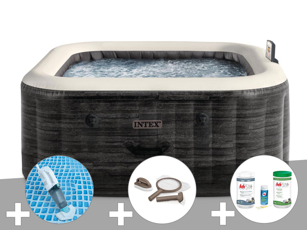 Spa gonflable PureSpa Ardoise carré Bulles 4 places - Intex