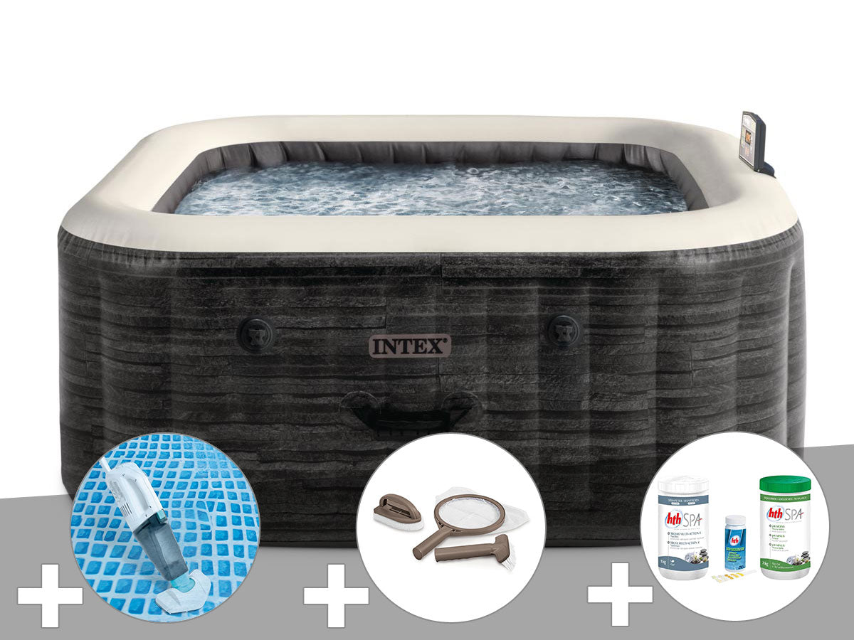 Spa gonflable PureSpa Ardoise carré Bulles 4 places - Intex