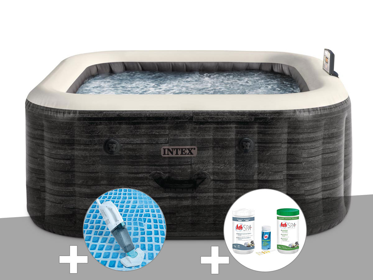 Spa gonflable PureSpa Ardoise carré Bulles 4 places - Intex