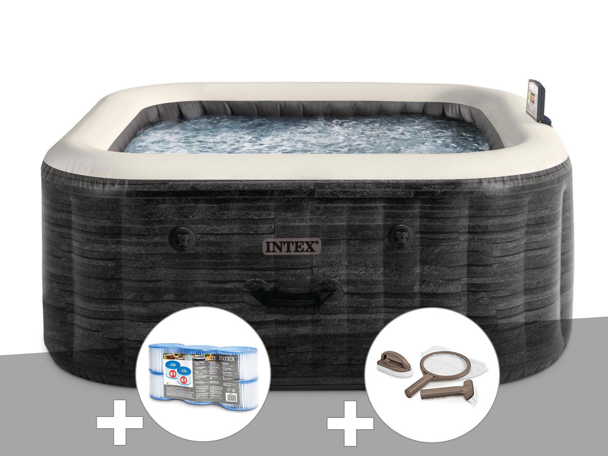 Spa gonflable PureSpa Ardoise carré Bulles 4 places - Intex