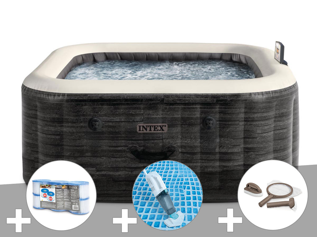 Spa gonflable PureSpa Ardoise carré Bulles 4 places - Intex