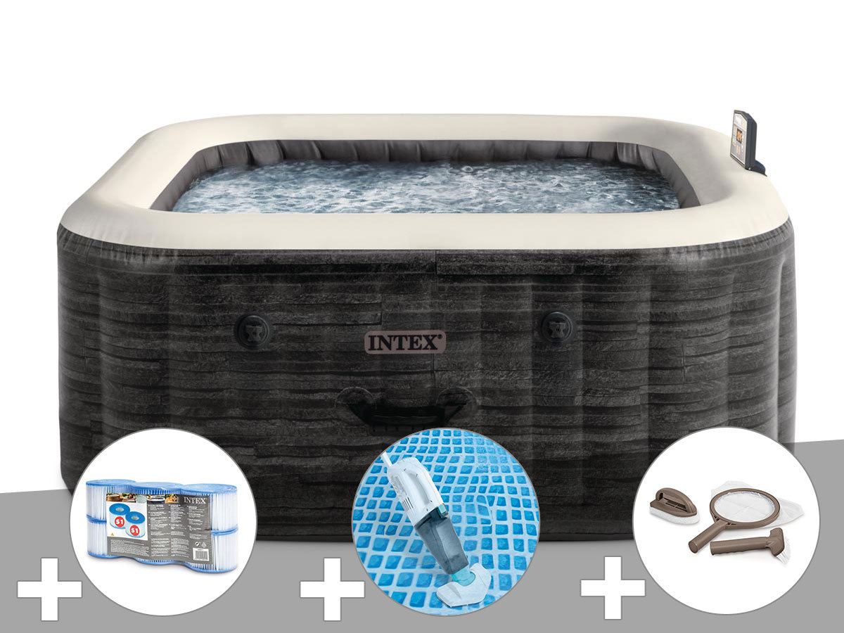 Spa gonflable PureSpa Ardoise carré Bulles 4 places - Intex