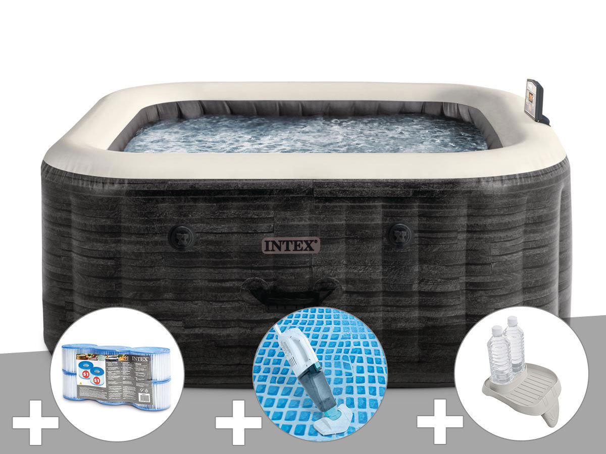 Spa gonflable PureSpa Ardoise carré Bulles 4 places - Intex