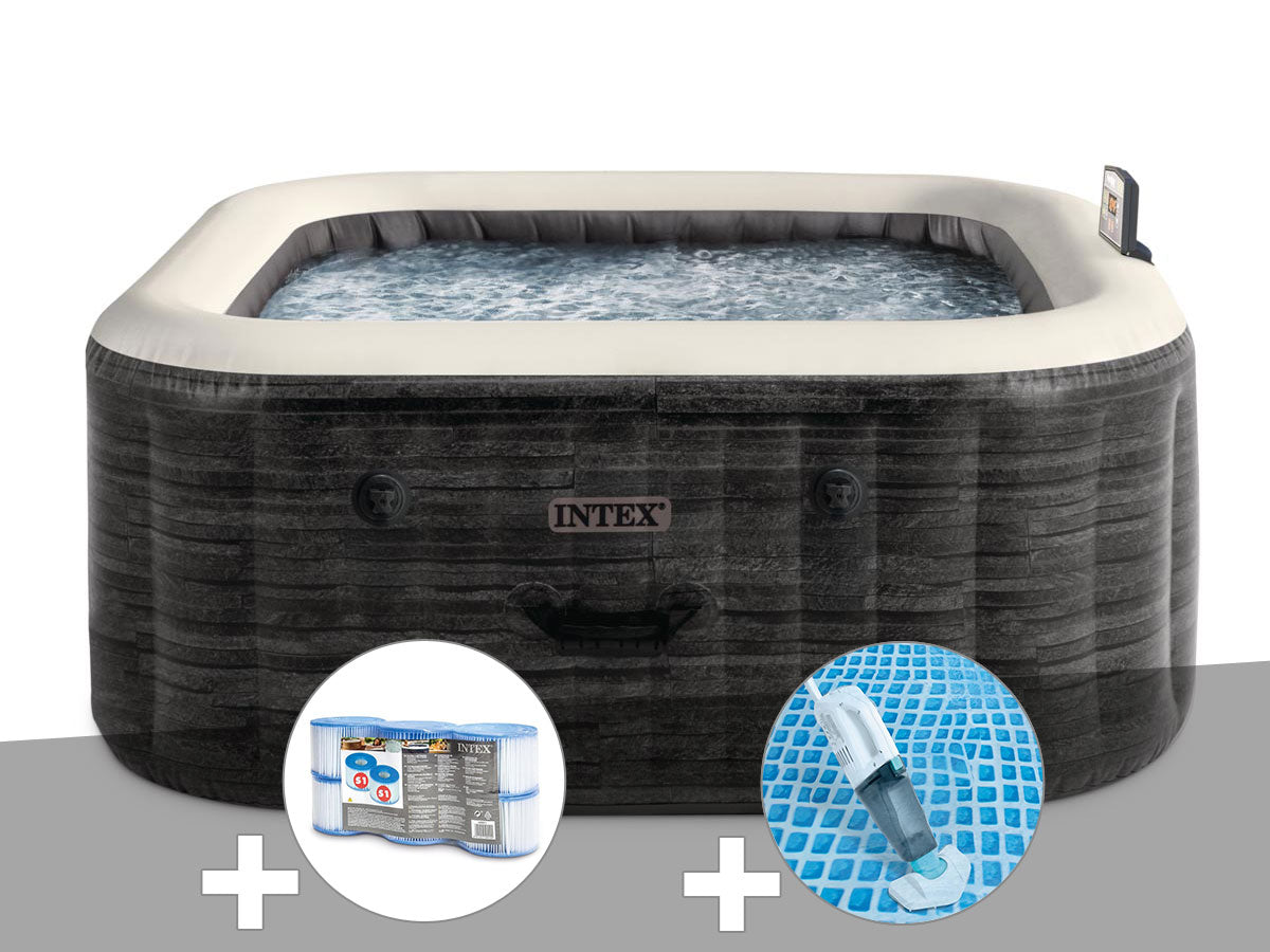Spa gonflable PureSpa Ardoise carré Bulles 4 places - Intex