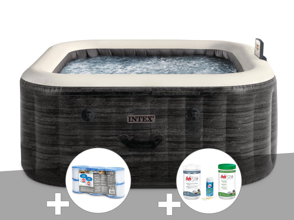 Spa gonflable PureSpa Ardoise carré Bulles 4 places - Intex