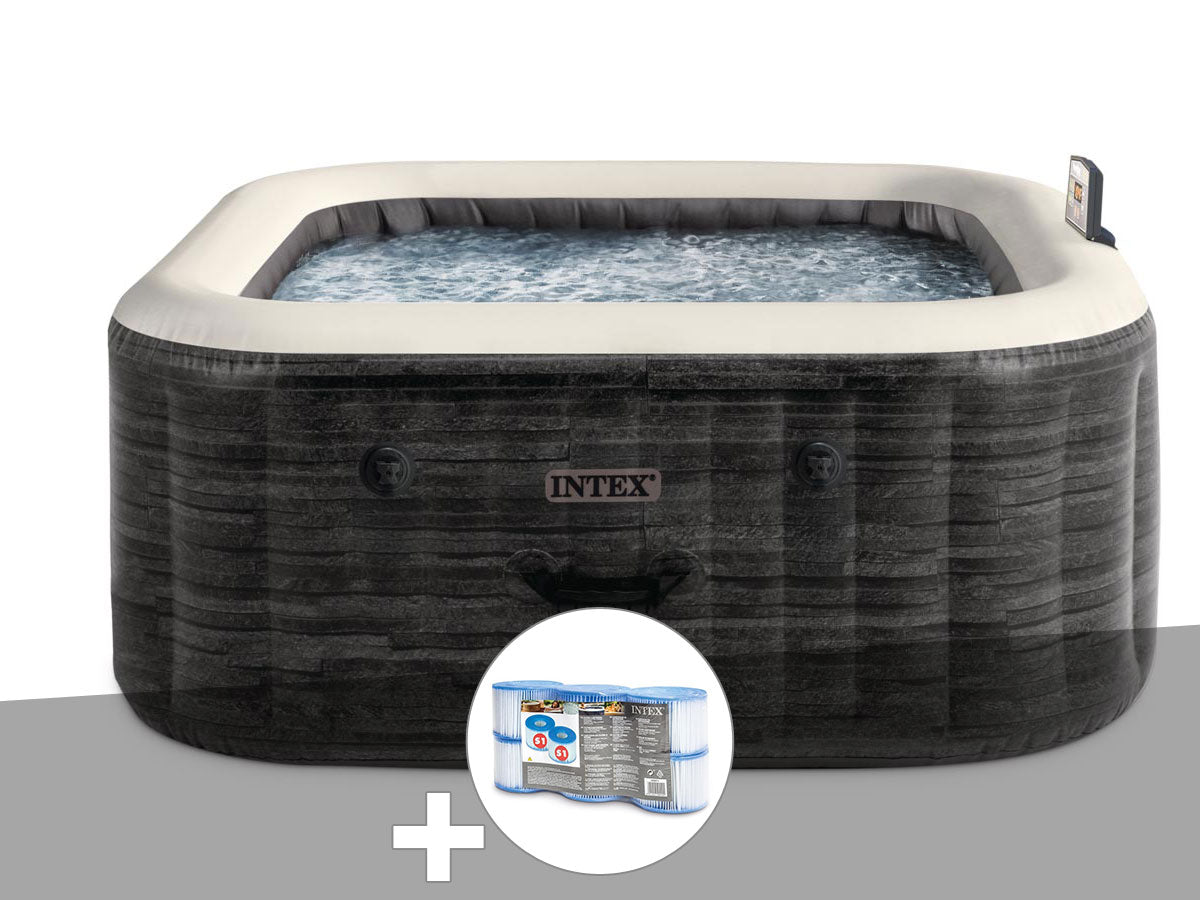 Spa gonflable PureSpa Ardoise carré Bulles 4 places - Intex