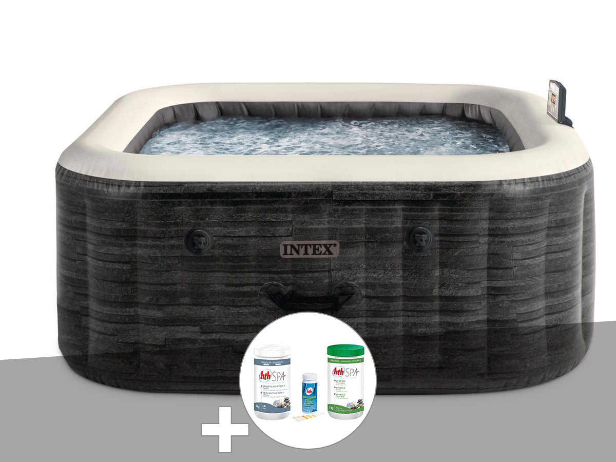 Spa gonflable PureSpa Ardoise carré Bulles 4 places - Intex