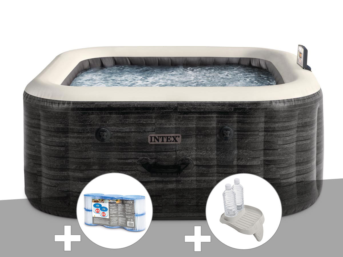 Spa gonflable PureSpa Ardoise carré Bulles 6 places - Intex