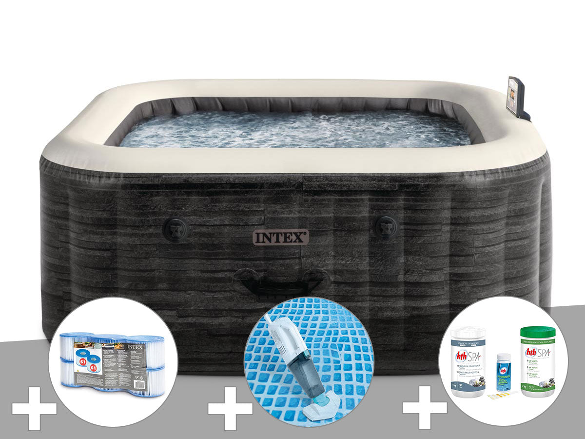 Spa gonflable PureSpa Ardoise carré Bulles 6 places - Intex