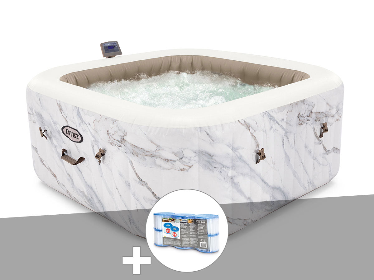 Spa gonflable PureSpa Calacatta carré Bulles 4 places - Intex