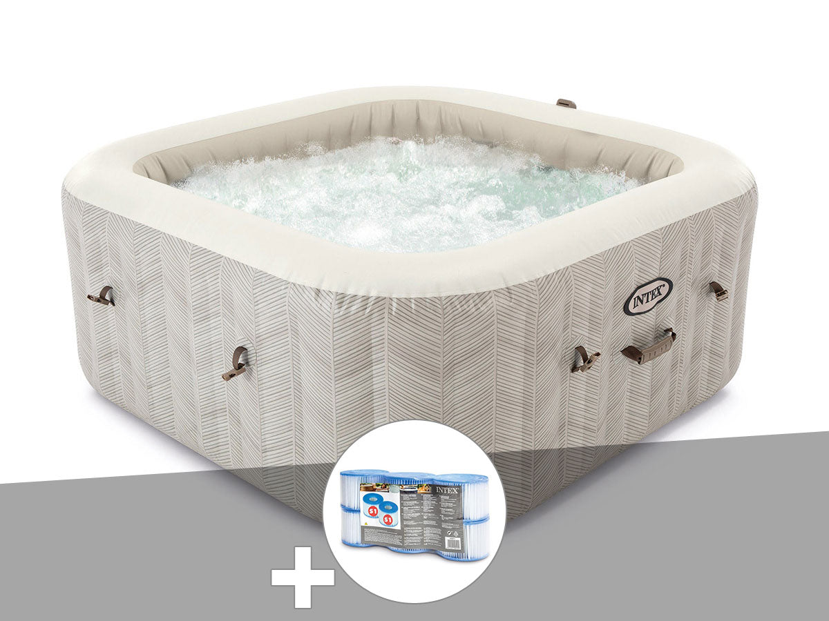 Spa gonflable PureSpa Chevron carré Bulles 6 places - Intex