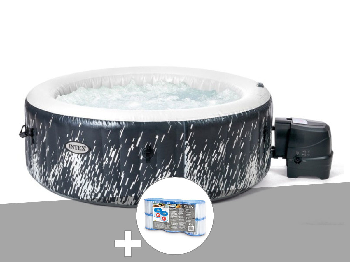 Spa gonflable PureSpa Galaxie rond Bulles avec LED 4 places - Intex