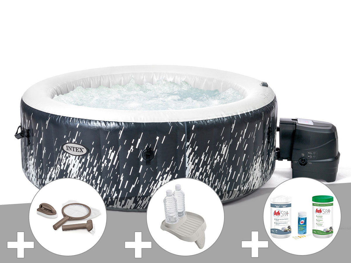 Spa gonflable PureSpa Galaxie rond Bulles avec LED 4 places - Intex