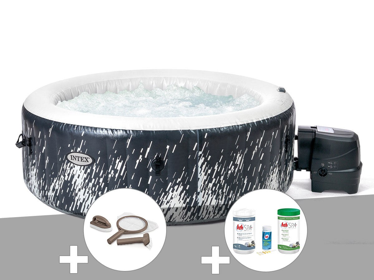 Spa gonflable PureSpa Galaxie rond Bulles avec LED 4 places - Intex