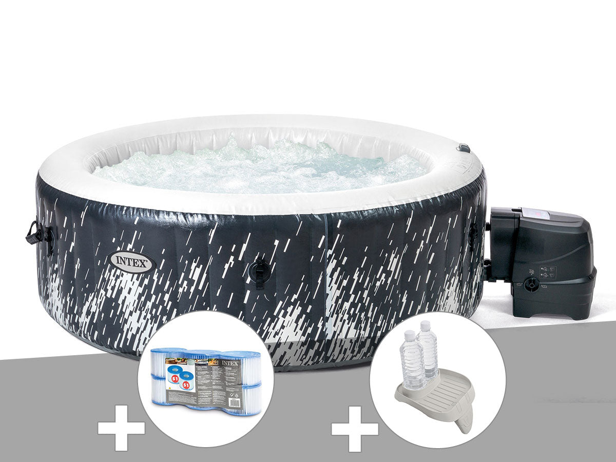 Spa gonflable PureSpa Galaxie rond Bulles avec LED 4 places - Intex