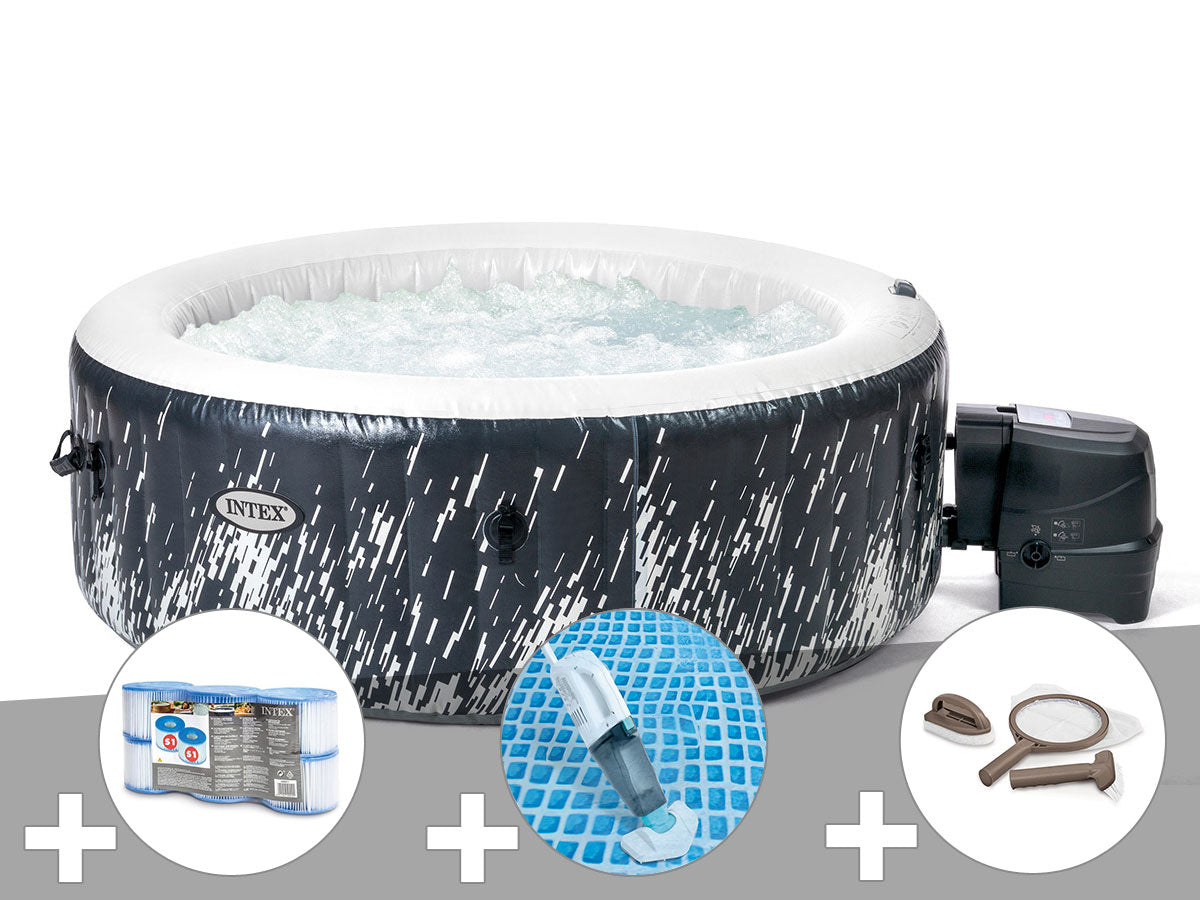 Spa gonflable PureSpa Galaxie rond Bulles avec LED 4 places - Intex