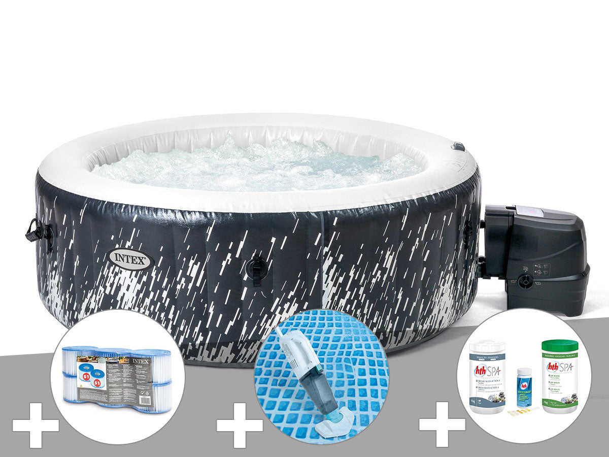 Spa gonflable PureSpa Galaxie rond Bulles avec LED 4 places - Intex