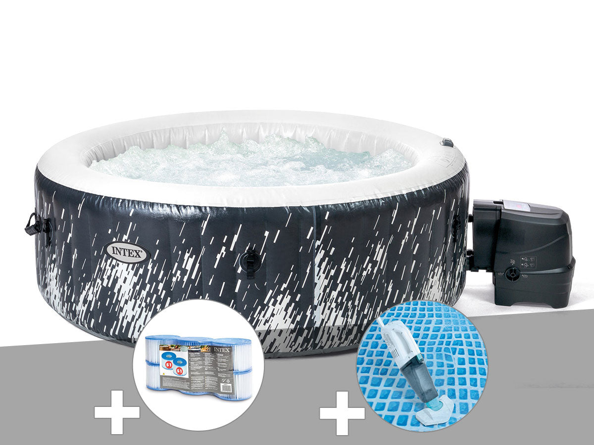 Spa gonflable PureSpa Galaxie rond Bulles avec LED 4 places - Intex