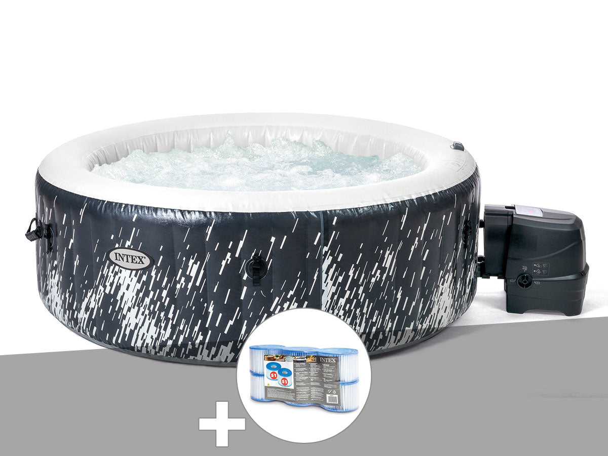 Spa gonflable PureSpa Galaxie rond Bulles avec LED 4 places - Intex