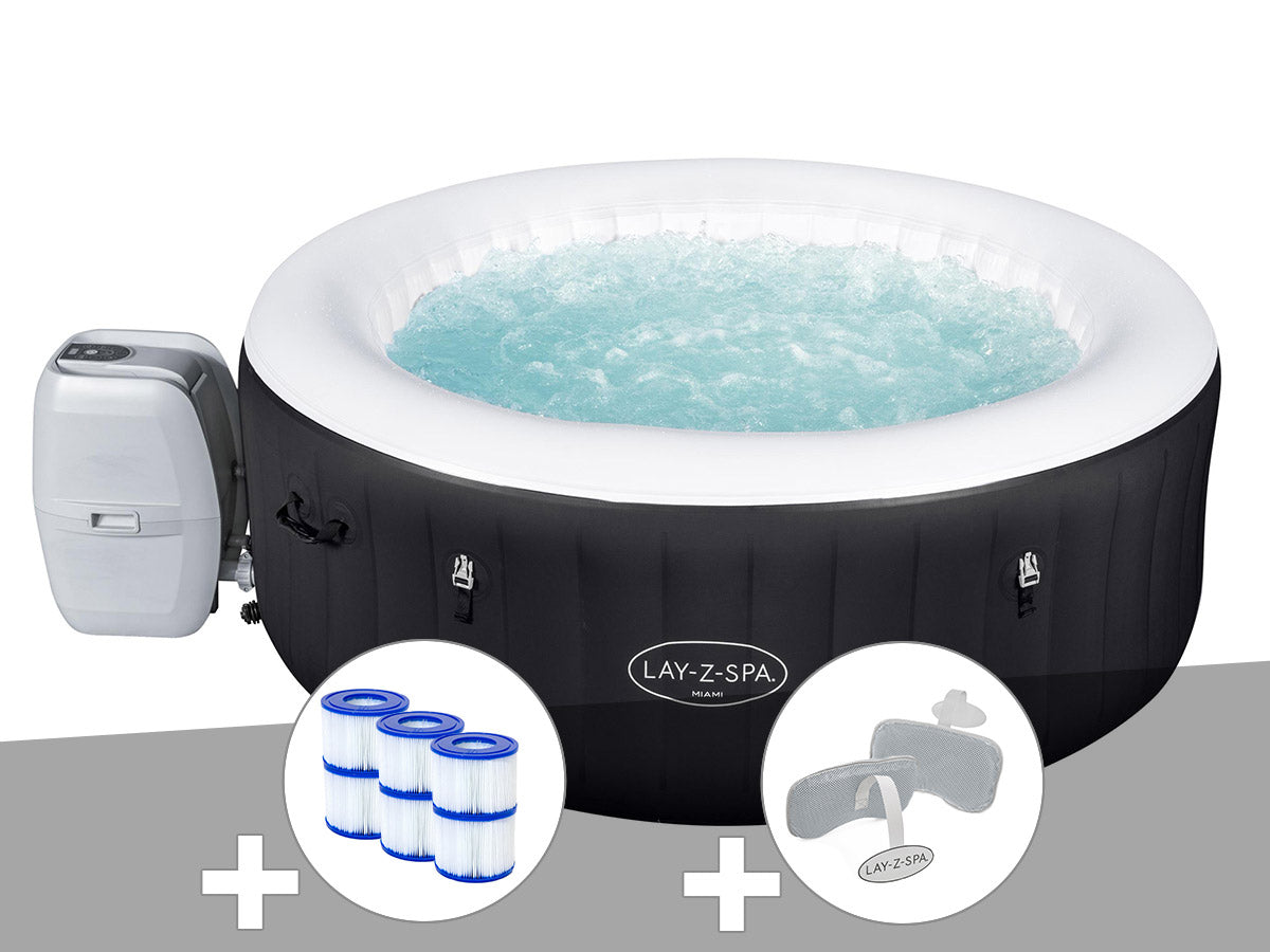 Spa gonflable Lay-Z-Spa Miami rond Airjet 4 places - Bestway