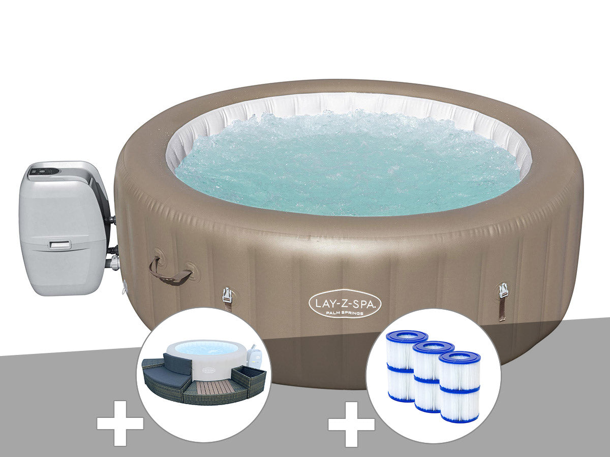 Spa gonflable Lay-Z-Spa Palm Springs rond Airjet 4/6 places - Bestway