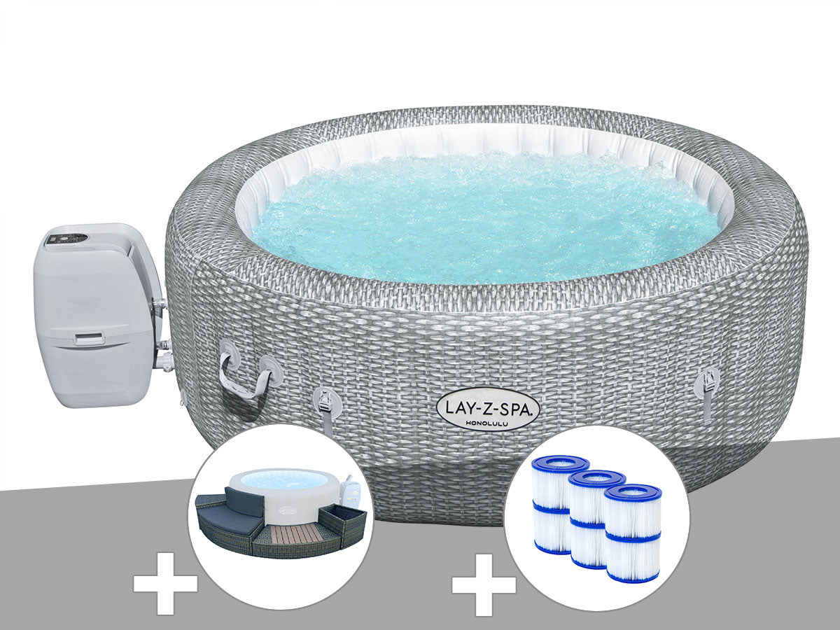 Spa gonflable Lay-Z-Spa Honolulu rond Airjet 4/6 places - Bestway