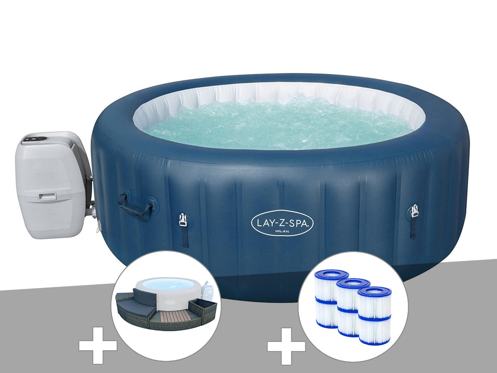 Spa gonflable Lay-Z-Spa Milan rond Airjet Plus 4/6 places - Bestway
