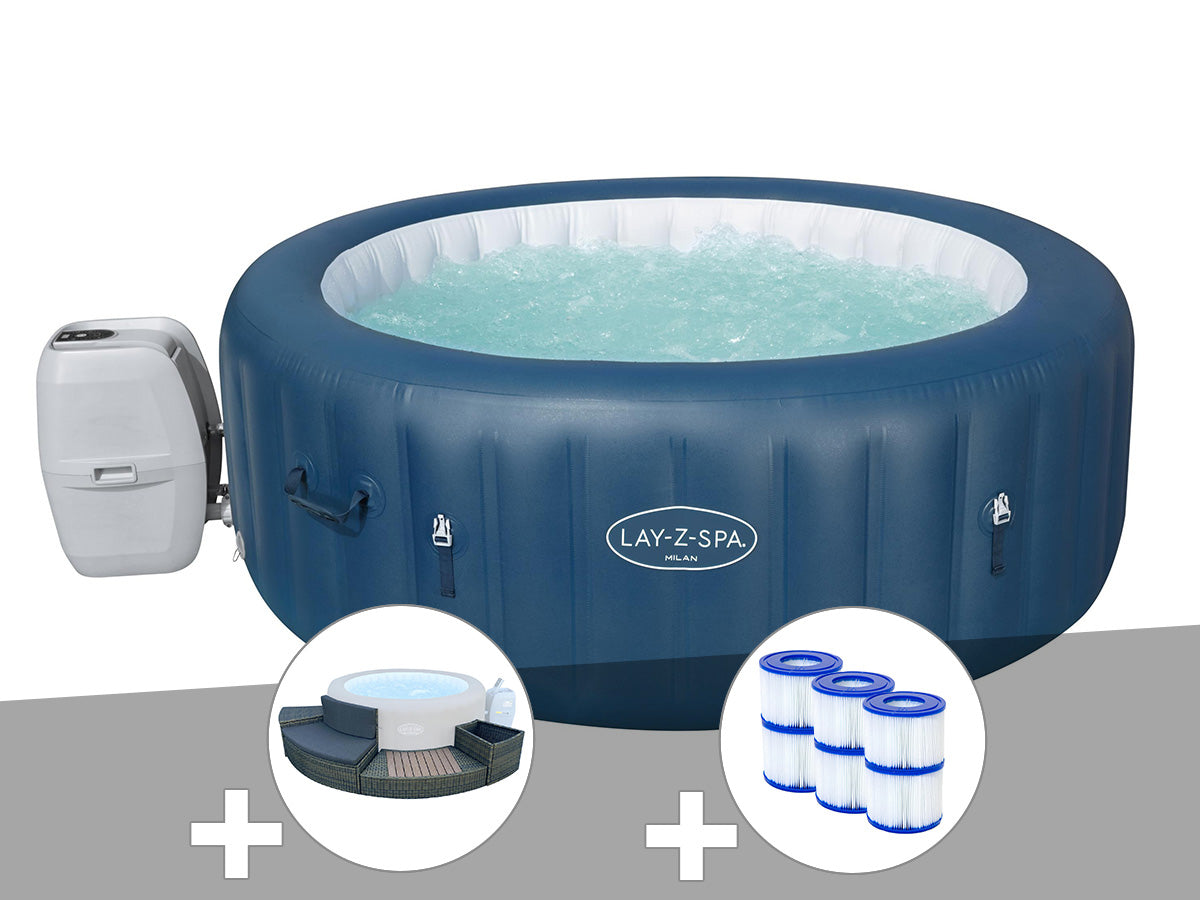 Spa gonflable Lay-Z-Spa Milan rond Airjet Plus 4/6 places - Bestway
