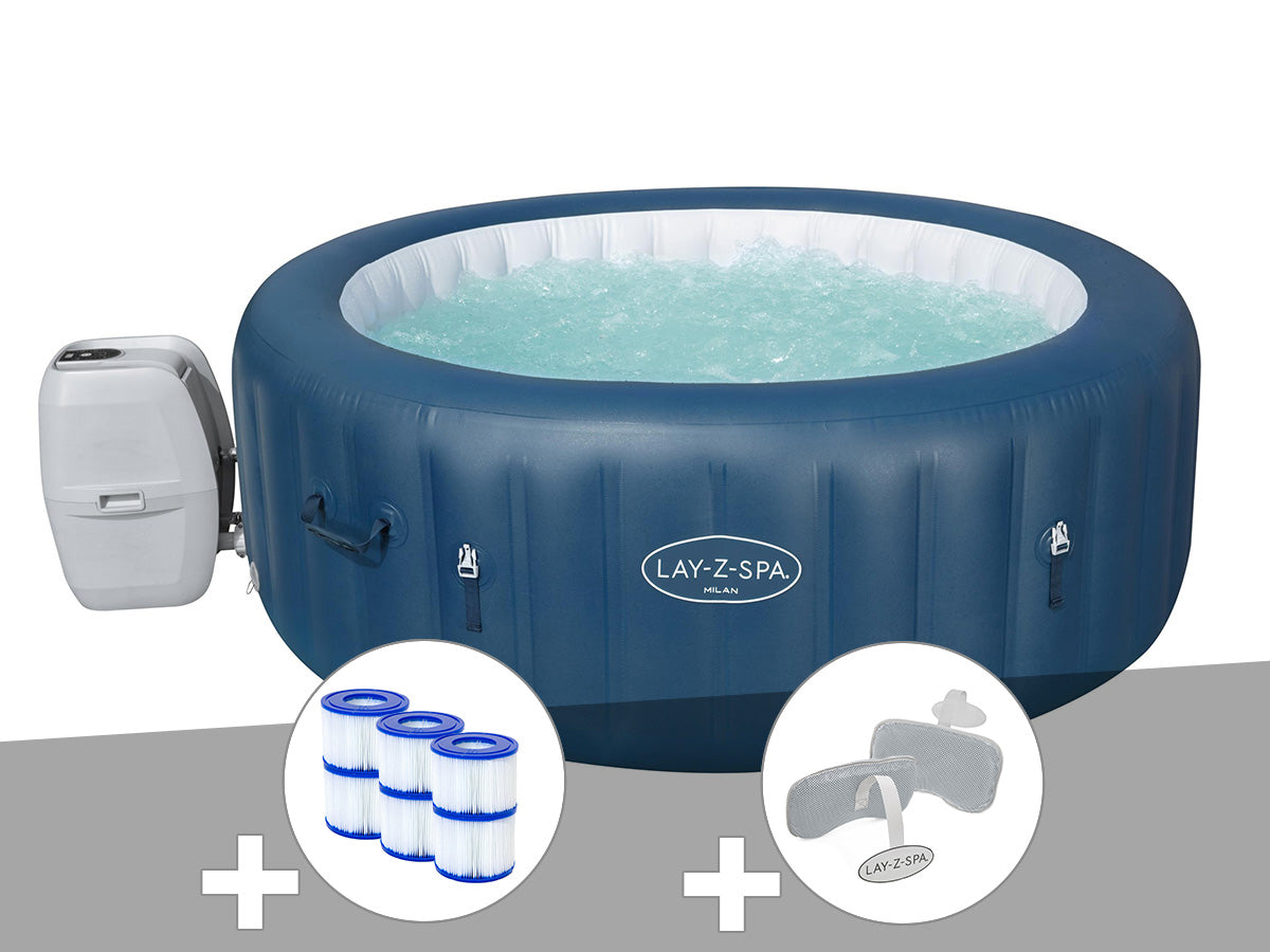Spa gonflable Lay-Z-Spa Milan rond Airjet Plus 4/6 places - Bestway