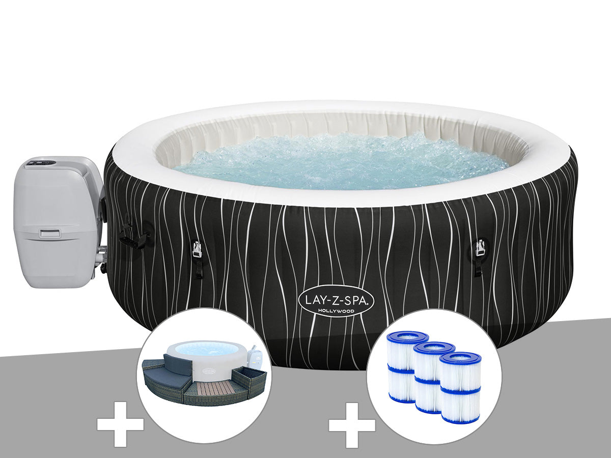 Spa gonflable Lay-Z-Spa Hollywood rond Airjet 4/6 places - Bestway
