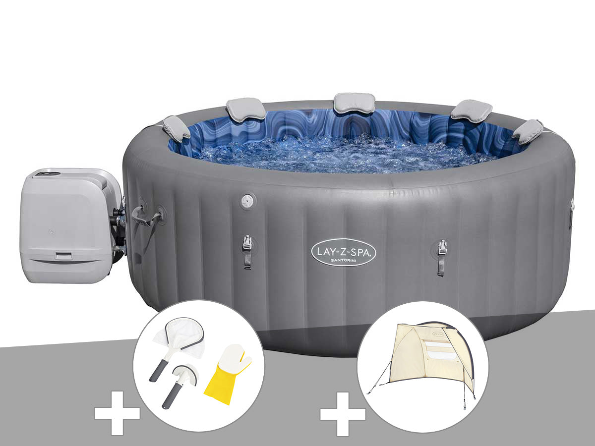 Spa gonflable Lay-Z-Spa Santorini rond HydroJet Pro 5/7 places - Bestway