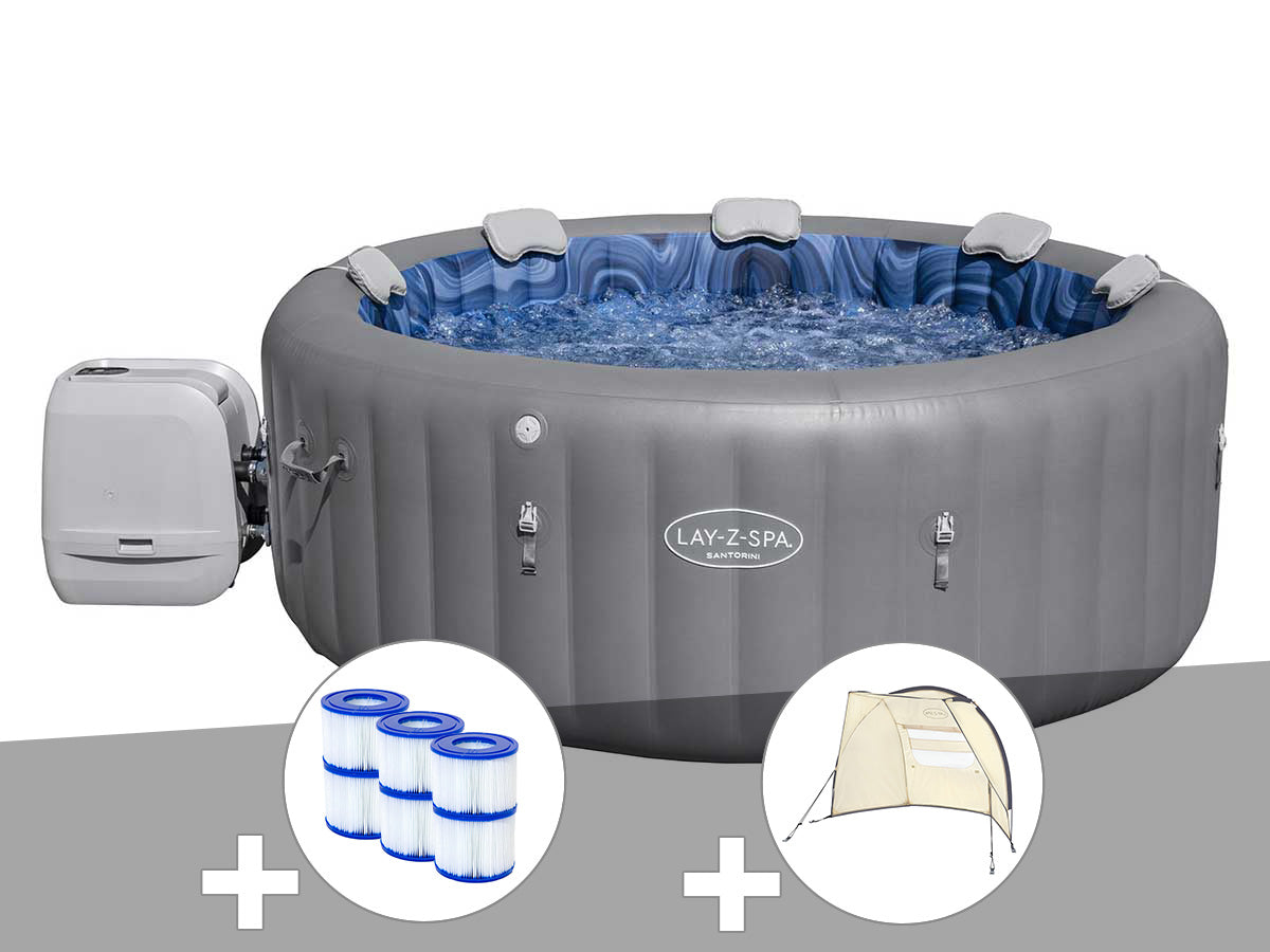 Spa gonflable Lay-Z-Spa Santorini rond HydroJet Pro 5/7 places - Bestway