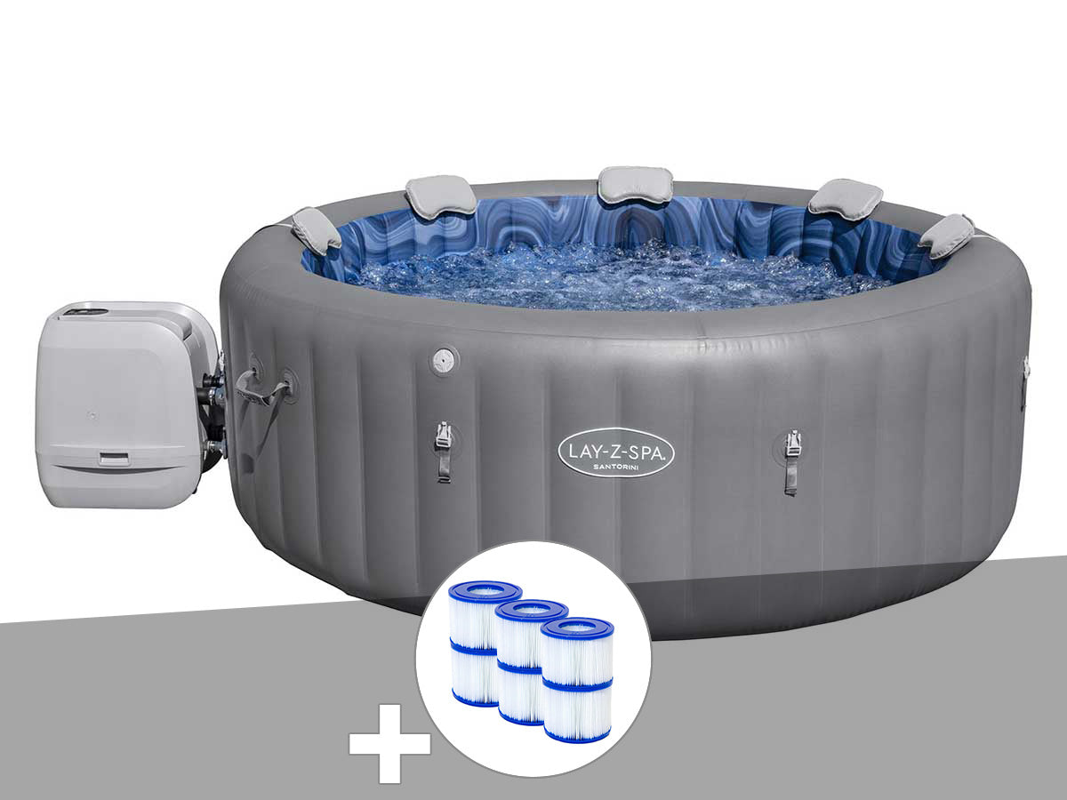 Spa gonflable Lay-Z-Spa Santorini rond HydroJet Pro 5/7 places - Bestway